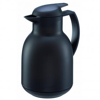 Leifheit Termo Bolero 1,0 L negro satinado, termo grande con tecla de aroma para aprox. 8 tazas, termo portátil 100% hermético para servir con una mano