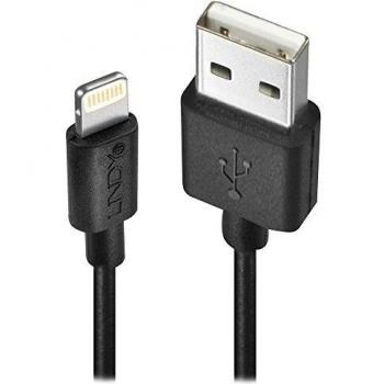 Cable de carga y sincronización LINDY 31322 USB-A a Lightning MFI 3 metros color negro
