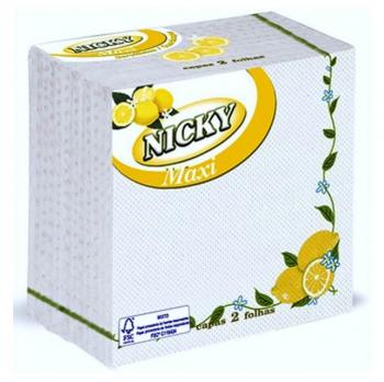 Servilletas Nicky Limón Maxi, 234g, Doble Capa, Paquete de 65 unidades