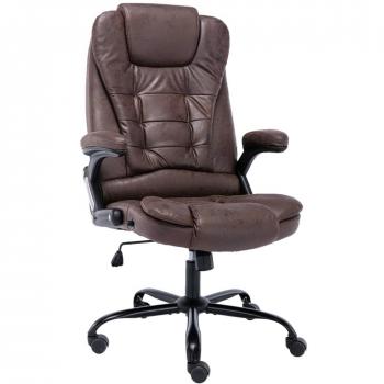Silla de oficina de cuero de gamuza sintética marrón oscuro