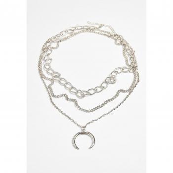 Urban Classics Open Ring Layering Necklace - Silver Metal, Unisex, One Size