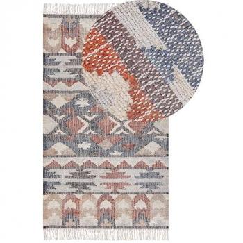 Alfombra de Yute Multicolor 80 x 150 cm Rectangular Geométrica con Borlas Hecha a Mano