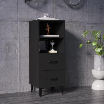 Aparador de madera contrachapada negro 34,5x34x90 cm - Mueble de Almacenaje de Salón, Armarios con Puertas, Cajón de Madera, Buffet para salón Moderno, Armario