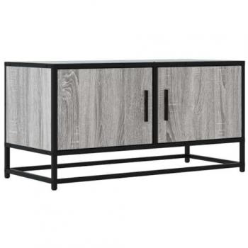 Mueble TV madera ingeniería y metal roble ahumado 80x34,5x40 cm