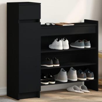 Mueble zapatero de madera de ingeniería 100,5x28x100 cm en colores Blanco, Gris hormigón y Gris sonoma