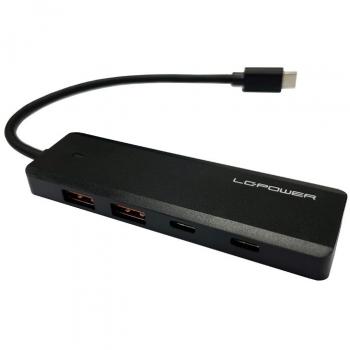 Hub USB 3.2 Gen 2 LC-Power LC-HUB-U3-4-C, Docking Station con 5 Puertos (2x USB-A, 2x USB-C, 1x USB-C Power), Negro