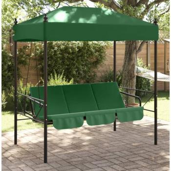 Garden Swing Bench with Canopy Green Steel