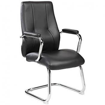 Silla Rocada Sin Ruedas Oficina con Reposabrazos Acolchados y Base Metálica, Color Negro, Diseño Cómodo y Elegante