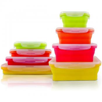 Jocca 4463 Set de 4 recipientes de Silicona Plegable, Multicolor, 22.50x14.50x12.00 cm