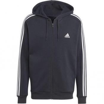 Adidas Men's 3-Stripe Fleece Hoodie - Size: Extra Large, Color: Black, Type: Full Zip, Gender: Male