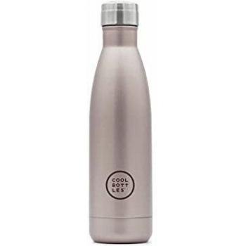 Cool Bottles - Botella de Agua de Acero Inoxidable - 500 ml - Metallic Rose - 26,5 x 7 cm - Botella Térmica Hermética - Bebidas Frías 24 Horas y Calientes 12 Horas - Doble Pared - Libre de BPA
