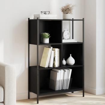 Estantería de madera multicapa negra 72x28x109 cm