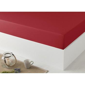 Sábana Bajera de Algodón Percal 200 Hilos Roja - Transpirable, Duradera y de Fácil Planchado