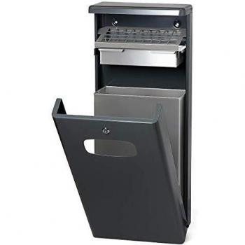 Recipiente de Basura de Pared con Cenicero, Volumen 32 L, Dimensiones 400 x 950 x 190 mm, Color Antracita