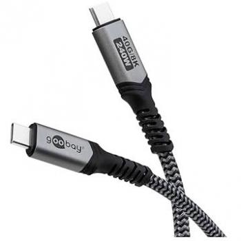 Cable USB 4.0 Goobay 1,5 m - 40 Gbps, 240 W, 8K a 60Hz con recubrimiento textil