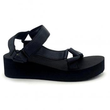 Sandalias de plataforma de mujer con tiras lisas en color negro