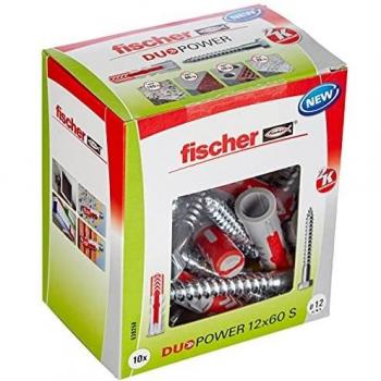 Taco Fischer DUOPOWER 12x60 mm con tornillo - Paquete de 10 piezas