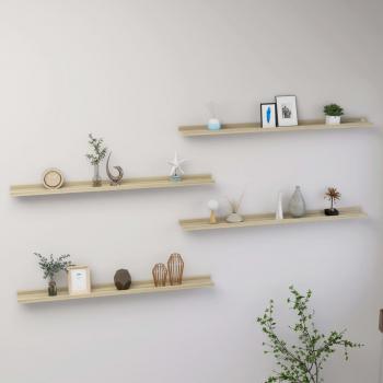 vidaXL Wall Shelves 4 pcs Sonoma Oak 100x9x3 cm