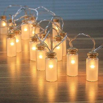 NUEVO--8 Modos de vidrio Jar de la vendimia Luz de Navidad LED con 20 blanco cálido LEDs-- con pilas