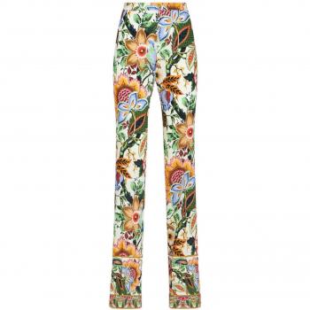 Etro Women's Multicolor Printed Viscose Straight Trousers in White | Size 40 | WREA000699SPD52X0800