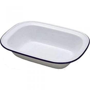 IBILI Bandeja Rectangular 15 cm de Acero esmaltado en Blanco/Azul, 18x14x4 cm