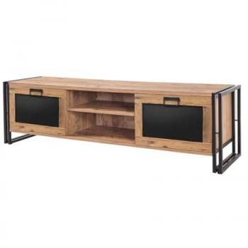 Mueble TV Industrial 180 cm SYN - Diseño Moderno en Madera y Metal Negro, Espacio de Almacenamiento Funcional