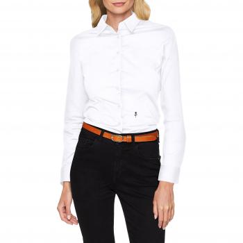 Blusa de Mujer Seidensticker Slim Fit Blanca con Logo Bordado, Talla 34