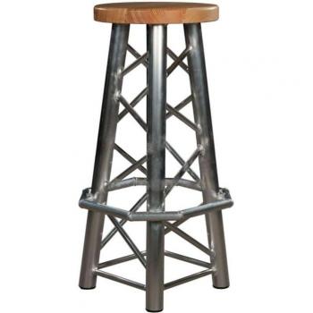 Global Truss Bar Stool Style Chair with Solid Wooden Seat, Straight Legs