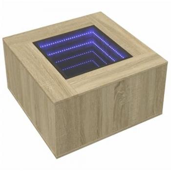 Mesa de centro y LED madera ingeniería roble Sonoma 60x60x40 cm