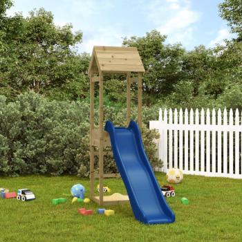 Parque infantil de exterior en madera de pino impregnada marrón
