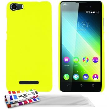 MUZZANO Le Pearls-Carcasa para 2 WIKO LENNY limpiadora, protección antigolpes, diseño con Apple 1 lápiz óptico y 1 gamuza de limpieza MUZZANO, compatible con Wiko Lenny, color amarillo