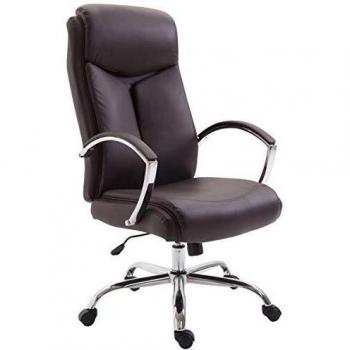 Silla de Oficina XL Vaud Símil Piel Marrón con Reposabrazos y Capacidad de Carga hasta 140 KG