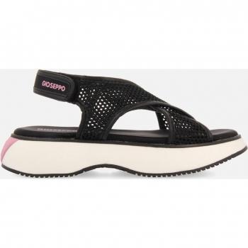Sandalia Deportiva Negra de Rejilla para Mujer con Plataforma y Cierre Ajustable