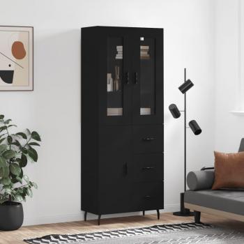 Alacena aparador alto madera multicapa contrachapada negro 69,5x34x180 cm