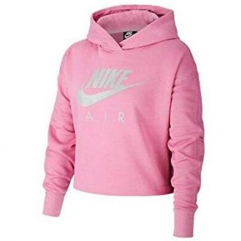 NIKE NSW Air Crop Hoodie Sudadera con Capucha, Niñas, Magic Flamingo/Lt Smoke Grey, Medium