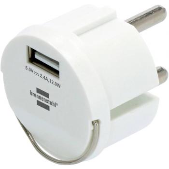 Adaptador de enchufe USB 12W 2.4A Blanco para interior IP44