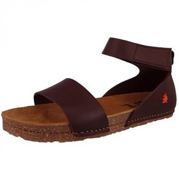 Sandalias de Piel Art Creta para Mujer, Nappa Marrón, Plano, con Velcro, Talla 39