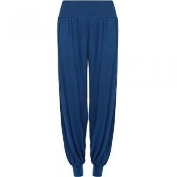 WearAll - Mujer Nuevos Pantalones Largos Estilo Harén Con Goma Elástica Tallas - Azul Real - 44-46