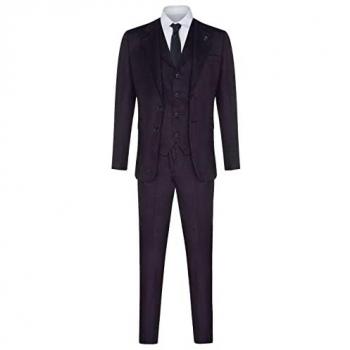Classic Tailored 3-Piece Purple Plum Tweed Herringbone Suit - Peaky Blinders Style, Size 50
