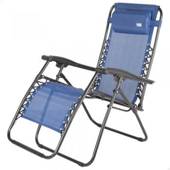Tumbona Aktive Azul 52 x 102 x 68 cm, Silla Plegable Gravedad Cero, Multiposición, Cojín y Reposapiés, Cómoda y Resistente, Antivuelco