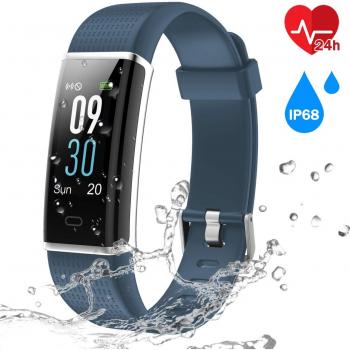 Pulsera Actividad, CHEREEKI Pulsera Inteligente Pantalla Color Fitness Tracker con Cardíaco Monitor Reloj Inteligente Brillo de la Pantalla Ajustable Impermeable IP68 con 14 Modos de Ejercicio, Tiempo, Monitor de Sueño, Mensaje SNS