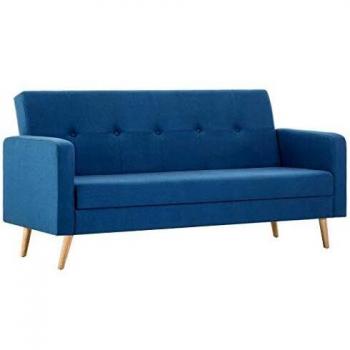 vidaXL Sofá Cama de Tela Azul Mueble Sillón Somier Asiento Silla Salón Hogar