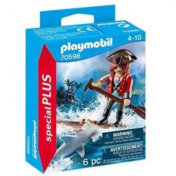 PLAYMOBIL Special Plus 70598 Pirata con río y tiburón Martillo, a Partir de 4 años