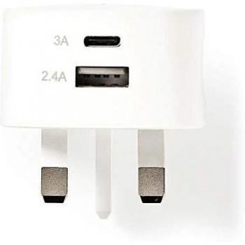 Nedis WCHAC340AWTUK Cargador de Pared | 3,4 A | USB/USB-C | Blanco