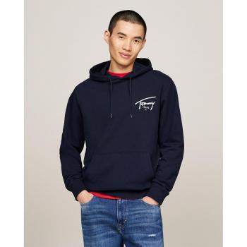 Tommy Jeans Regular Fit Eco Hoodie with Logo Print in Dark Night Navy - Men's Size XL