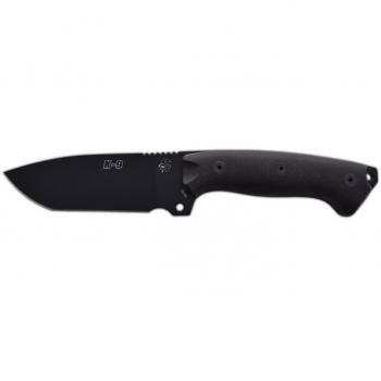 Cuchillo de Supervivencia K-9 J&V con mango G-10 negro lacado, hoja de 13.1 cms y Funda cordura incluida, Herramienta de Camping para Pesca, Caza y Actividades Deportivas al Aire Libre