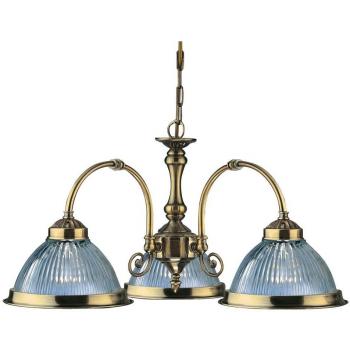 Araña de Cena Contemporánea 3 Luces E27 Ajustable Acero Vidrio Transparente Antik Mssing Ribbad