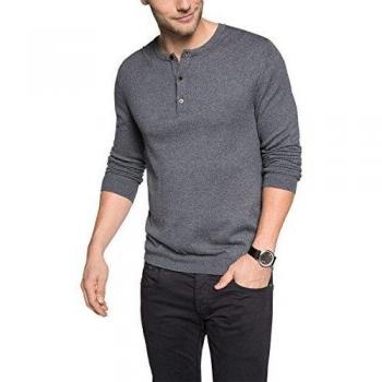 ESPRIT Henley mit Cashmere Anteil - Regular Fit-Jersey para hombre, color gris