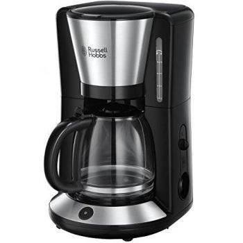 Russell Hobbs Cafetera de Goteo Adventure - 15 Tazas, Jarra Cristal 1,5L, Soporte de Filtro Extraíble, Tecnología WhirlTech, Cuchara Medidora, Acero Inoxidable, Negro y Plata - 24010-56