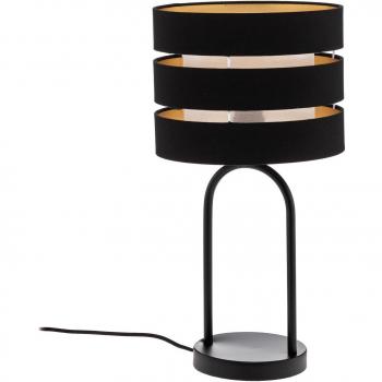 Lámpara de mesa Lindby Tsomo, Ø 26 cm, negra, tela, E27 para salón y comedor (1 llama)